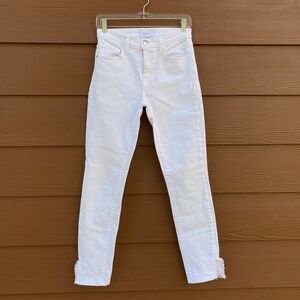 Current/Elliot Women’s White Denim Jeans Distressed Hem Skinny Size 25